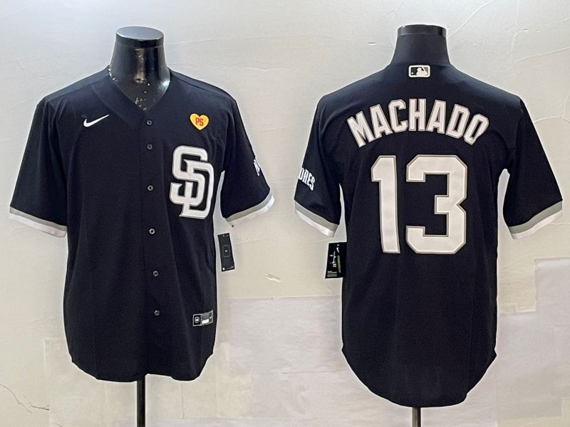 Men San Diego Padres #13 Machado Black Jointly Name Game Nike 2025 MLB Jersey style 4